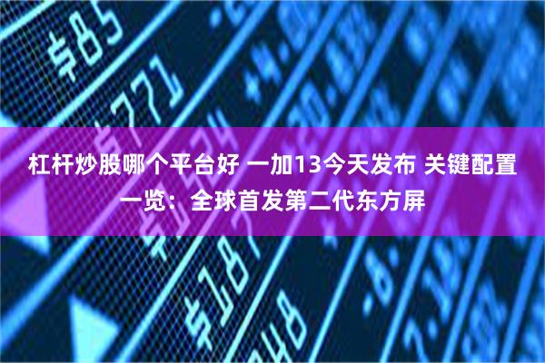 杠杆炒股哪个平台好 一加13今天发布 关键配置一览：全球首发第二代东方屏